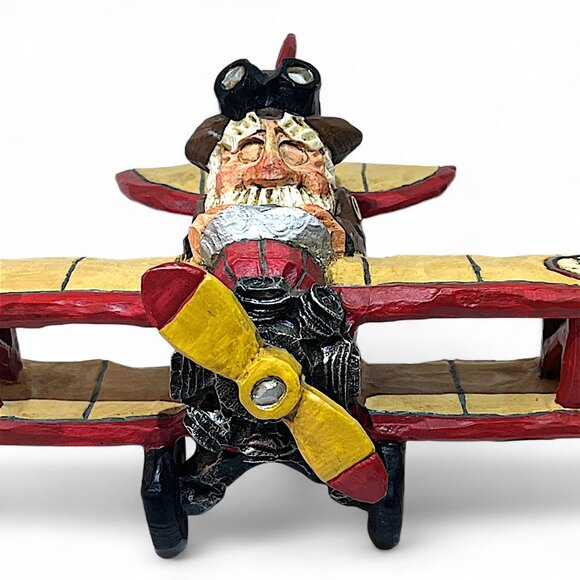 David Frykman Santa In Airplane Figurine DF1113 1997 Signed 9" x 6" x 4" Vintage - Picture 2 of 8